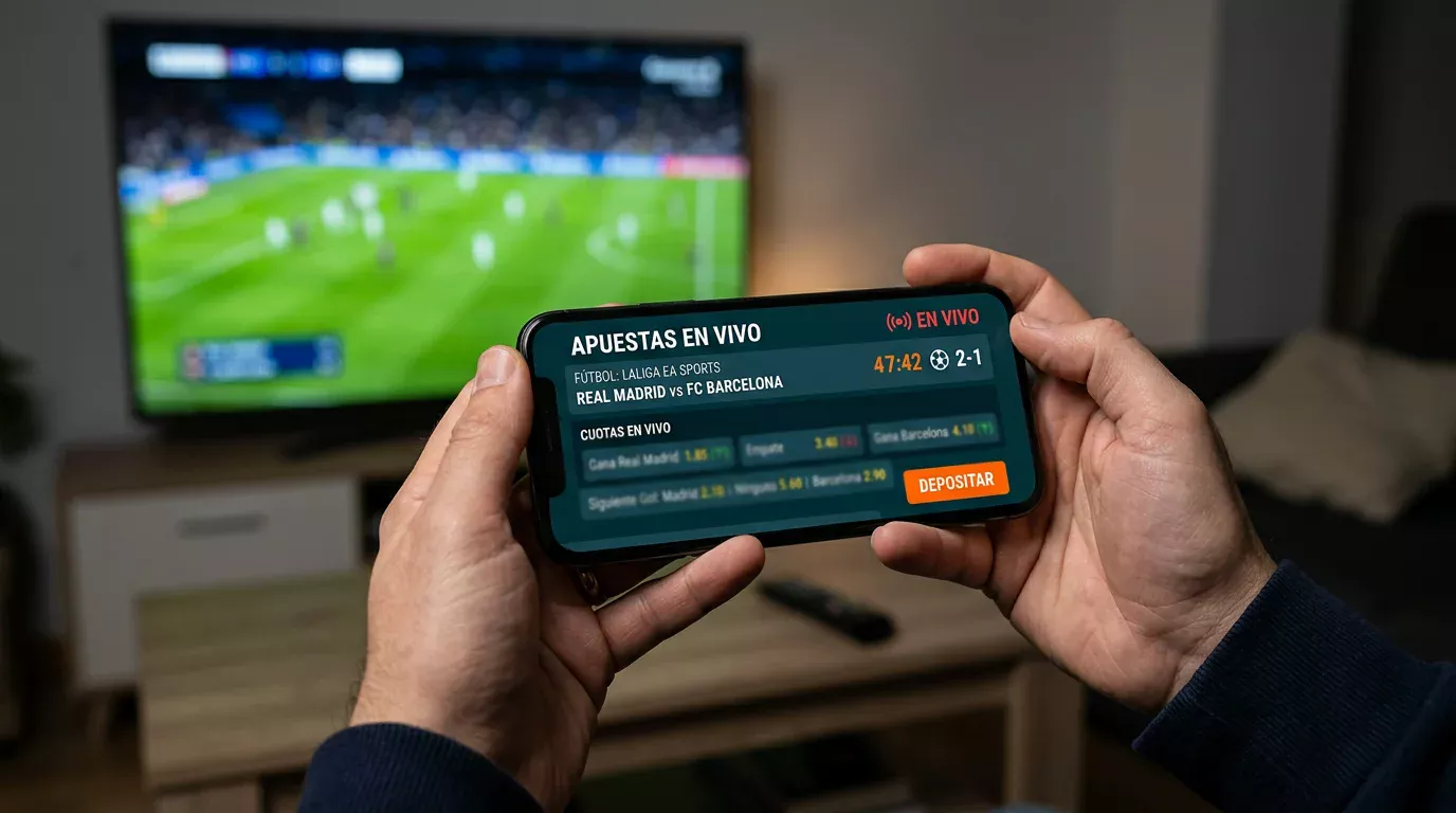 Pantalla de live betting con cuotas cambiantes en directo y botón de depósito Skrill para apuestas en vivo